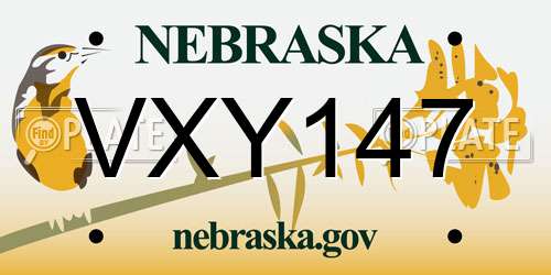 VXY147 Nebraska License Plate