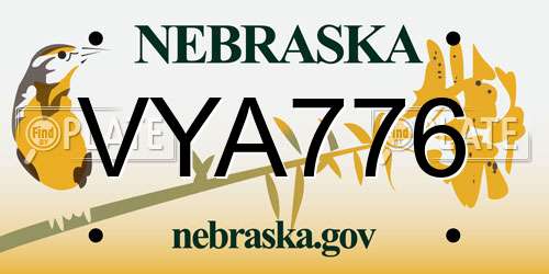 VYA776 Nebraska License Plate