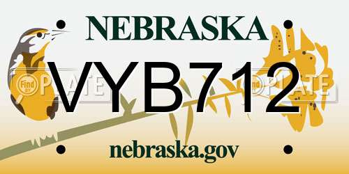 VYB712 Nebraska License Plate