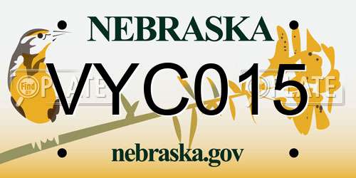 VYC015 Nebraska License Plate