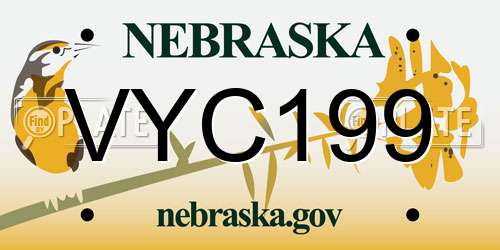 VYC199 Nebraska License Plate