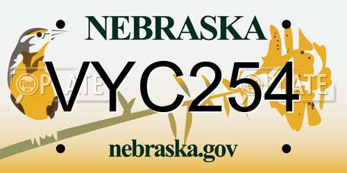 VYC254 Nebraska License Plate