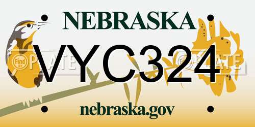 VYC324 Nebraska License Plate