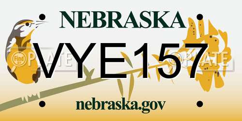 VYE157 Nebraska License Plate