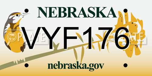 VYF176 Nebraska License Plate