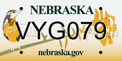 VYG079 Nebraska License Plate
