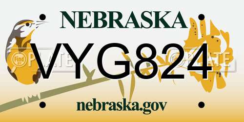 VYG824 Nebraska License Plate