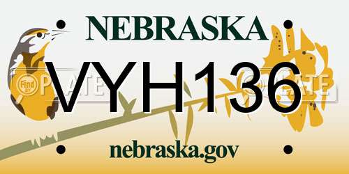 VYH136 Nebraska License Plate