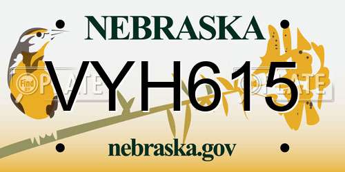 VYH615 Nebraska License Plate