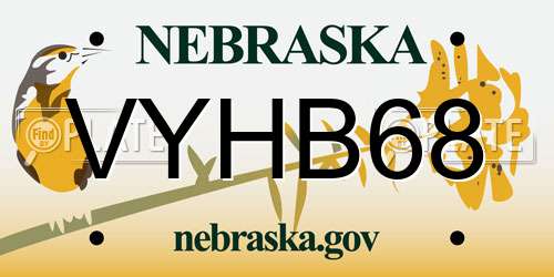 VYHB68 Nebraska License Plate