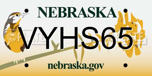 VYHS65 Nebraska License Plate
