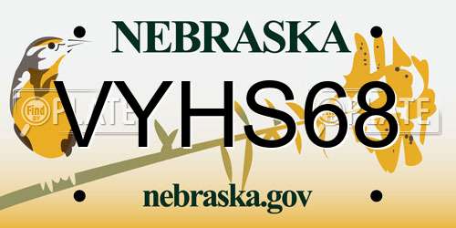 VYHS68 Nebraska License Plate