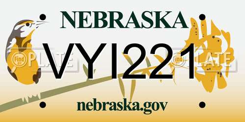 VYI221 Nebraska License Plate