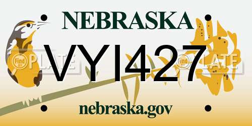 VYI427 Nebraska License Plate
