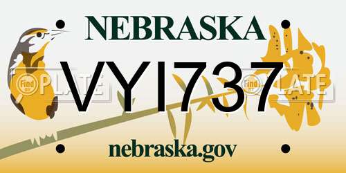 VYI737 Nebraska License Plate