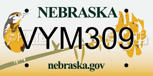 VYM309 Nebraska License Plate
