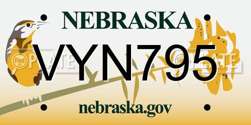 VYN795 Nebraska License Plate