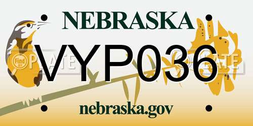 VYP036 Nebraska License Plate