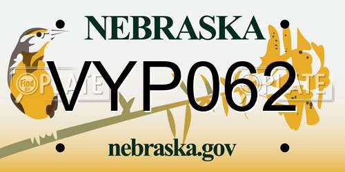 VYP062 Nebraska License Plate