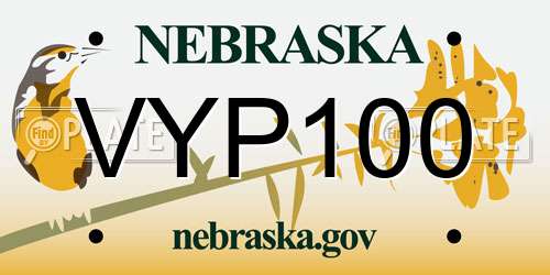 VYP100 Nebraska License Plate