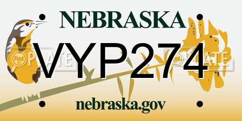 VYP274 Nebraska License Plate