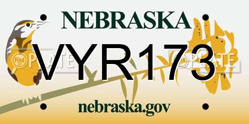 VYR173 Nebraska License Plate