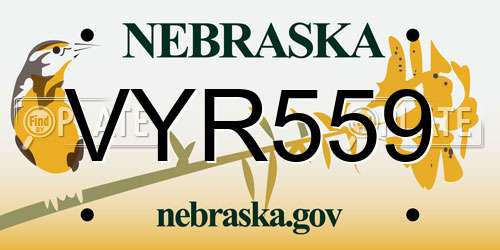 VYR559 Nebraska License Plate