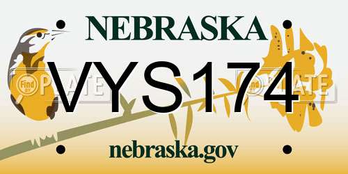 VYS174 Nebraska License Plate