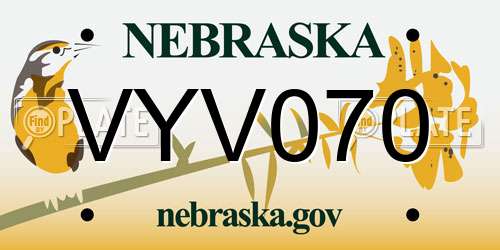 VYV070 Nebraska License Plate