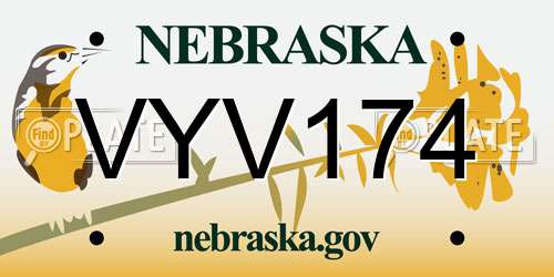 VYV174 Nebraska License Plate