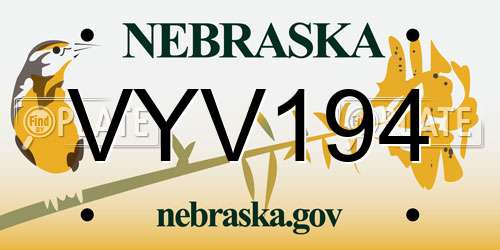 VYV194 Nebraska License Plate