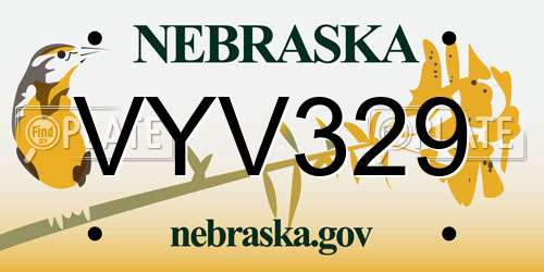 VYV329 Nebraska License Plate