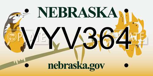 VYV364 Nebraska License Plate