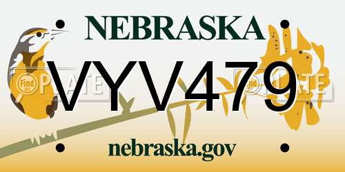 VYV479 Nebraska License Plate