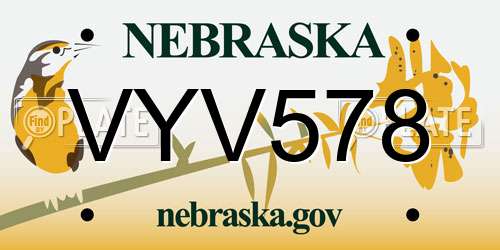 VYV578 Nebraska License Plate