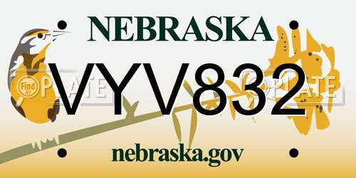 VYV832 Nebraska License Plate
