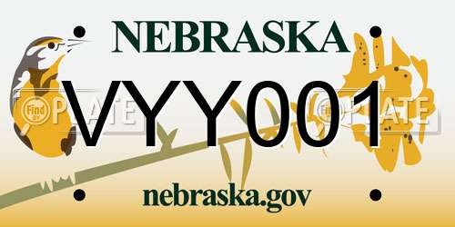VYY001 Nebraska License Plate