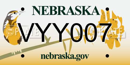 VYY007 Nebraska License Plate