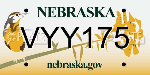 VYY175 Nebraska License Plate