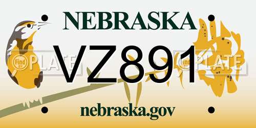 VZ891 Nebraska License Plate
