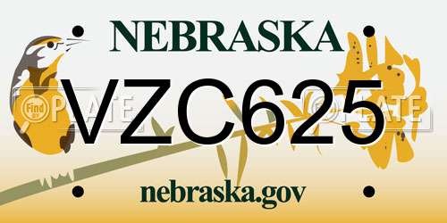 VZC625 Nebraska License Plate