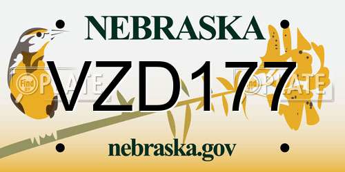 VZD177 Nebraska License Plate