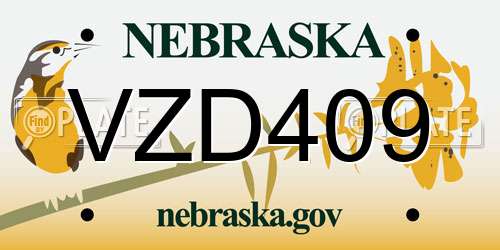 VZD409 Nebraska License Plate