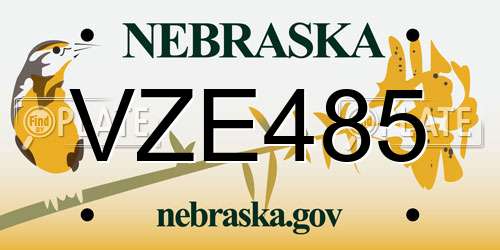 VZE485 Nebraska License Plate