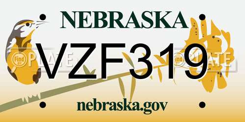 VZF319 Nebraska License Plate