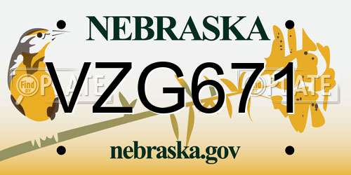 VZG671 Nebraska License Plate