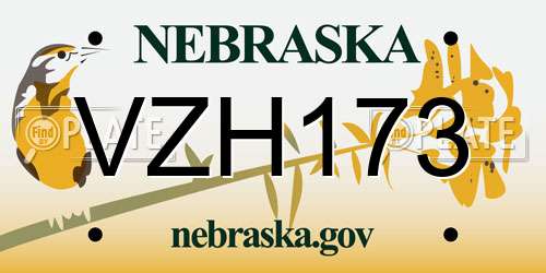 VZH173 Nebraska License Plate