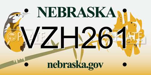 VZH261 Nebraska License Plate