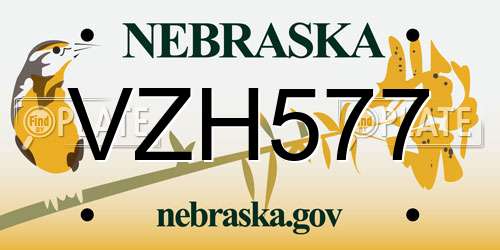 VZH577 Nebraska License Plate