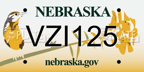 VZI125 Nebraska License Plate